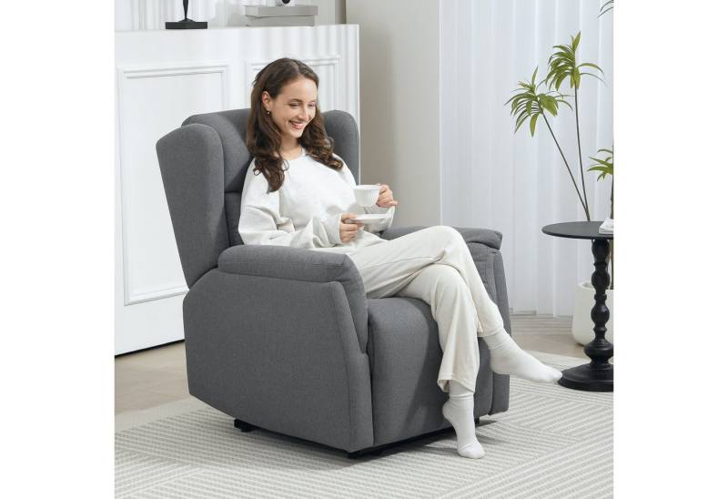 HOMCOM Relaxsessel Fernsehsessel mit Liegefunktion (TV-Sessel mit Taschenfederkern, 1-St., Ruhesessel), für Wohnzimmer, Schlafzimmer, Dunkelgrau von HOMCOM