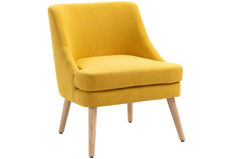 HOMCOM Relaxsessel Küchenstuhl mit Armlehne (Wohnzimmerstuhl, 1-St., Polstersessel), Leinen-Touch Holz Gelb 63 x 69 x 79,5 cm von HOMCOM