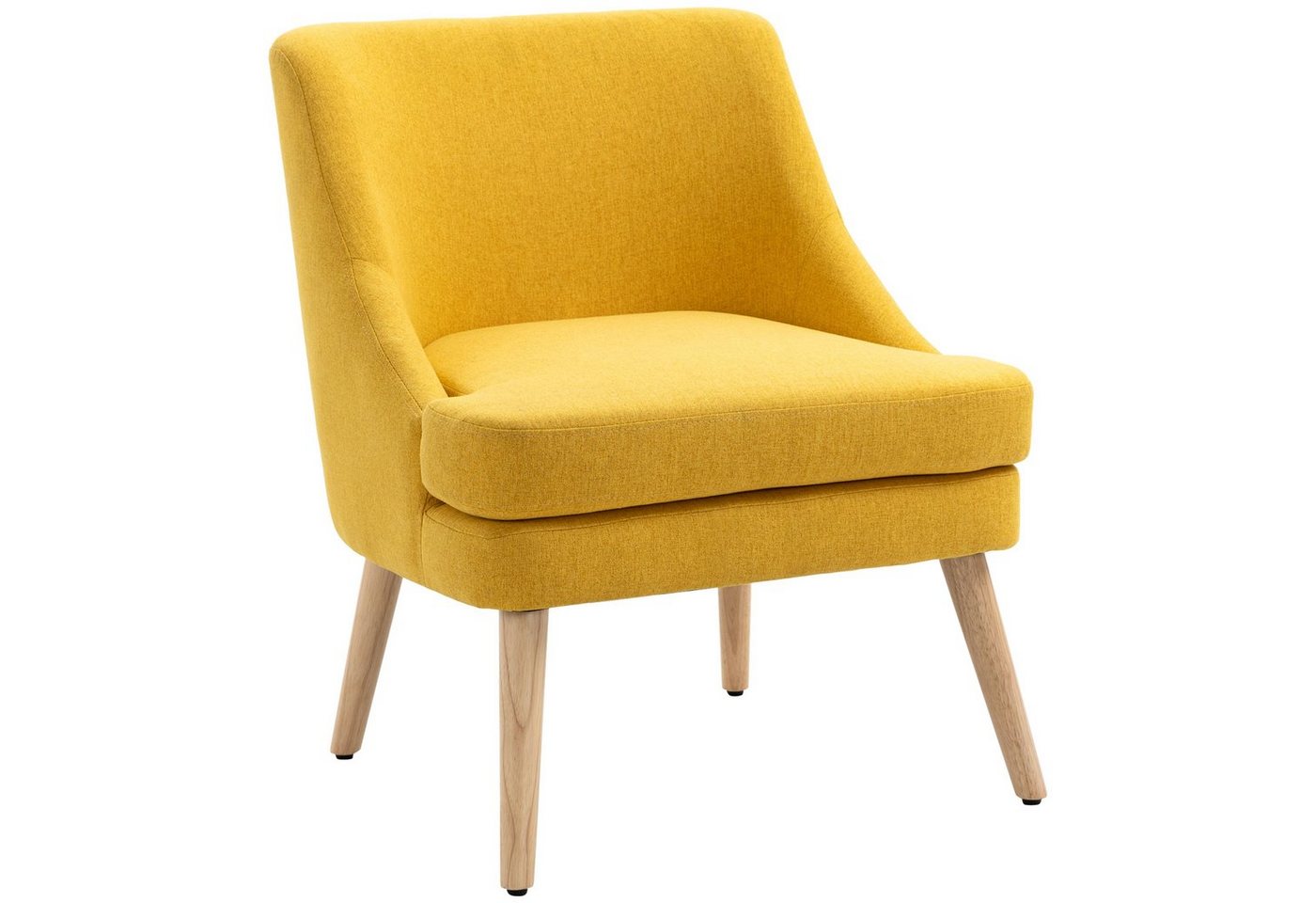 HOMCOM Relaxsessel Küchenstuhl mit Armlehne (Wohnzimmerstuhl, 1-St., Polstersessel), Leinen-Touch Holz Gelb 63 x 69 x 79,5 cm von HOMCOM