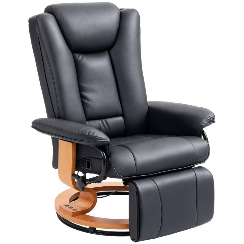 HOMCOM Relaxsessel Kunstleder Holzwerkstoff Schwarz 78L x 88B x 103H cm von HOMCOM