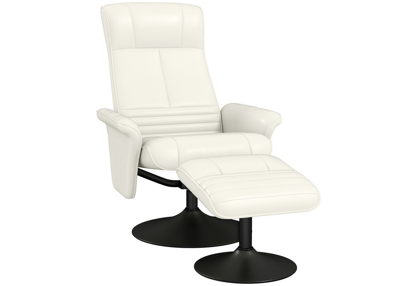 HOMCOM Relaxsessel Liegesessel mit Fußhocker, verstellbare Rückenlehne (Fernsehsessel, 2-St., TV-Sessel), für Wohnzimmer, Schlafzimmer, Mikrofasertuch, Cremeweiß von HOMCOM