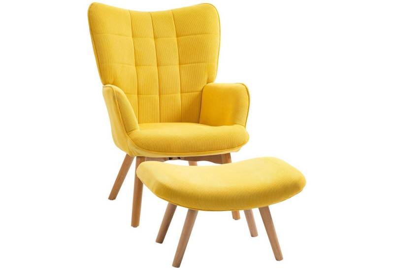 HOMCOM Relaxsessel Loungesessel, Armlehnstuhl, Fernsehsessel für Wohnzimme (Ohrensessel, 2-St., Polstersessel), mit Cord-Optik von HOMCOM