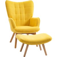 HOMCOM Relaxsessel Loungesessel Ohrensessel mit Hocker in Gelb, Armlehnstuhl mit Holzbeinen, Cord-Optik für gemütliches Sitzen Aosom.de HOMCOM Relaxsessel Loungesessel Ohrensessel mit Hocker in Gelb, Armlehnstuhl mit Holzbeinen, Cord-Optik für gemütliches Sitzen Aosom.de von HOMCOM