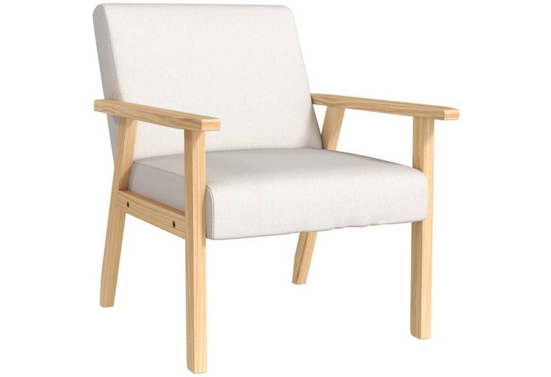 HOMCOM Relaxsessel Loungesessel mit Armlehnen, Esszimmerstuhl (Esszimmerstuhl, 1-St., Ohrensessel), Grau, 64 x 70 x 72 cm von HOMCOM