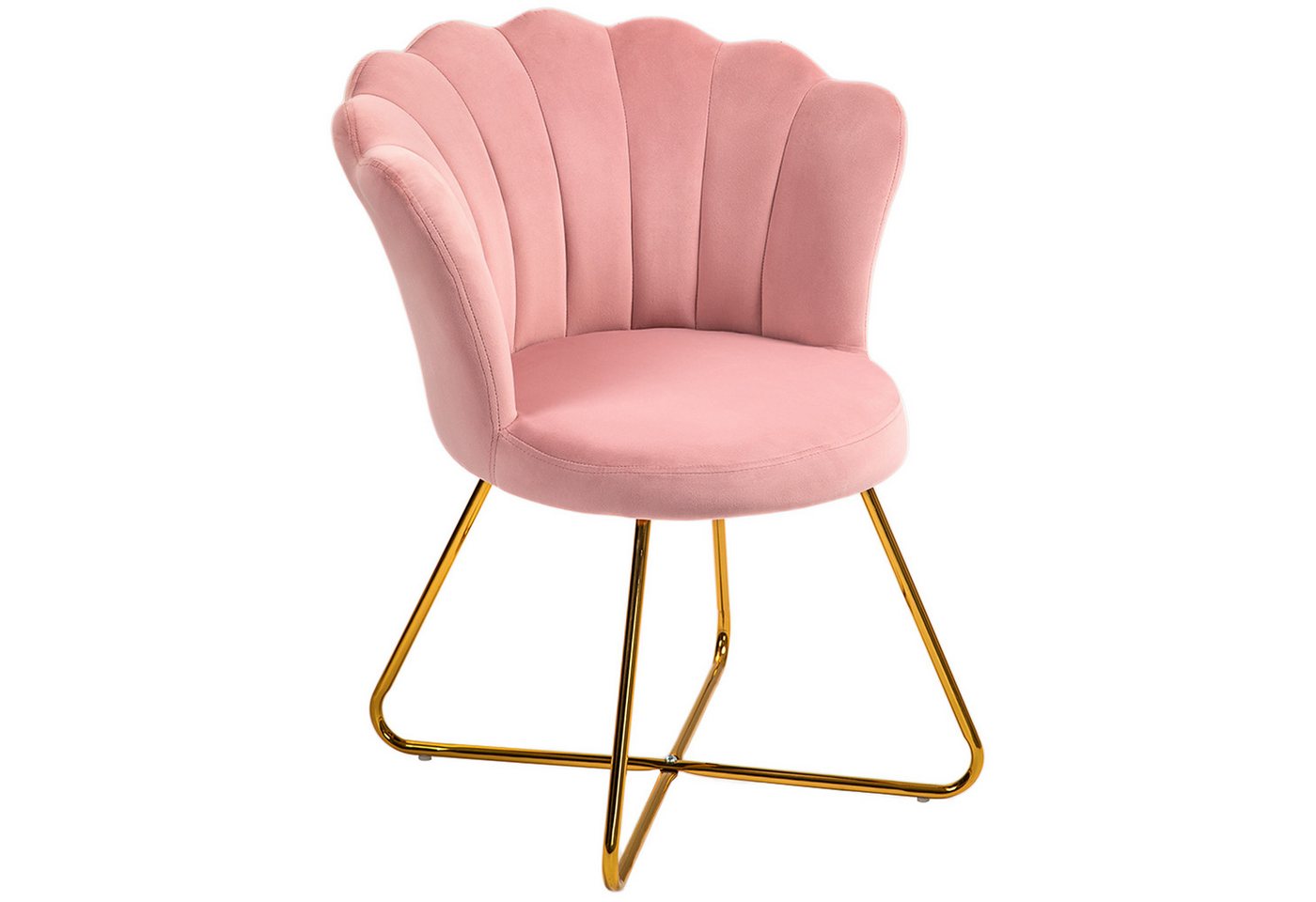 HOMCOM Relaxsessel Loungesessel mit Armlehnen, Metallbeine (Schminkstuhl, 1-St., Sessel), Polstersessel für Wohnzimmer, Schlafzimmer Rosa von HOMCOM