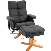 HOMCOM Relaxsessel mit Massagefunktion, 145° Neigung, Massagesessel mit Fußhocker und Stauraum, Polyester, Schwarz   Aosom.de von HOMCOM