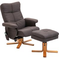 HOMCOM Relaxsessel mit Fußhocker, Fernsehsessel mit Massagefunktion, 145° Neigung, Polyester, Braun   Aosom.de von HOMCOM