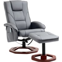 HOMCOM Relaxsessel Massagesessel mit Hocker Fernsehsessel mit Liegefunktion 360° drehbar mit Seitentasche Kunstleder 73 x 83 x 106cm Dunkelgrau von HOMCOM