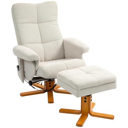 HOMCOM Relaxsessel Massagesessel mit Hocker und Stauraum Fernsehsessel mit Liegefunktion 360° drehbar mit Seitentasche Kunstleder 80 x 86 x 99cm Cremeweiß HOMCOM Relaxsessel Massagesessel mit Hocker und Stauraum Fernsehsessel mit Liegefunktion 360° drehbar mit Seitentasche Kunstleder 80 x 86 x 99cm Cremeweiß von HOMCOM