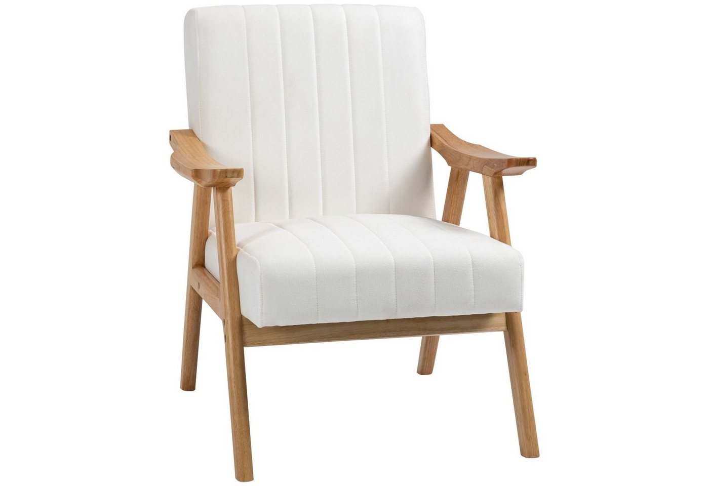 HOMCOM Relaxsessel Polsterstuhl mit Armlehnen in Samtoptik (Loungesessel, 1-St., Ohrensessel), Cremeweiß 68 x 74 x 82 cm von HOMCOM