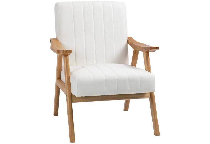 HOMCOM Relaxsessel Polsterstuhl mit Armlehnen in Samtoptik (Loungesessel, 1-St., Ohrensessel), Cremeweiß 68 x 74 x 82 cm von HOMCOM