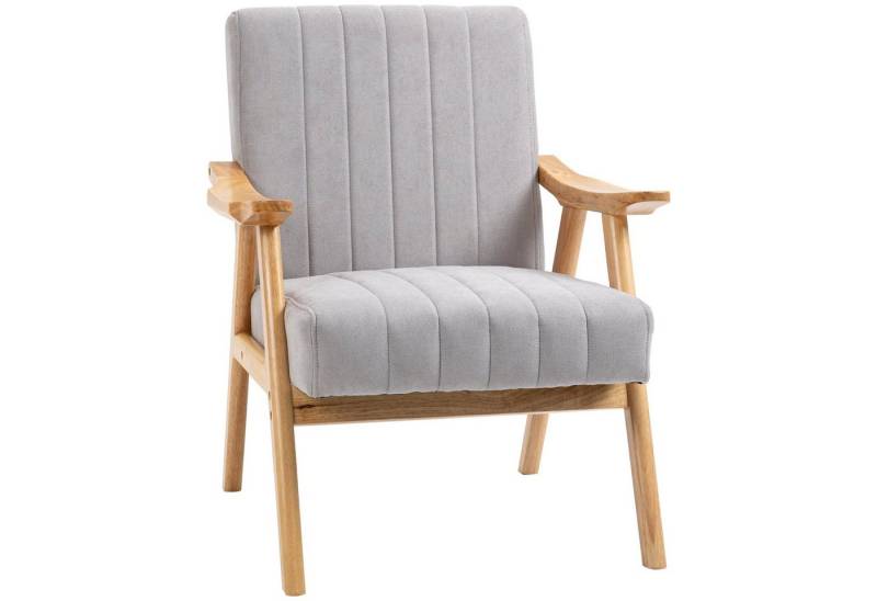 HOMCOM Relaxsessel Polsterstuhl mit Armlehnen in Samtoptik (Loungesessel, 1-St., Ohrensessel), Hellgrau 68 x 74 x 82 cm von HOMCOM