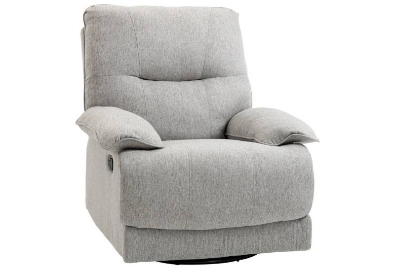 HOMCOM Relaxsessel Recliner Sessel, Stoff Recliner Stuhl mit Beinauflage (Fernsehsessel, 1-St., Liegesessel), für Wohnzimmer, Hellgrau von HOMCOM