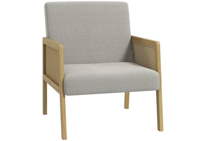 HOMCOM Relaxsessel Gepolsterter Loungesessel mit Armlehne in Rattanoptik (Akzentsessel, 1-St., Wohnzimmersessel), Grau, 65,5 x 72 x 78 cm von HOMCOM