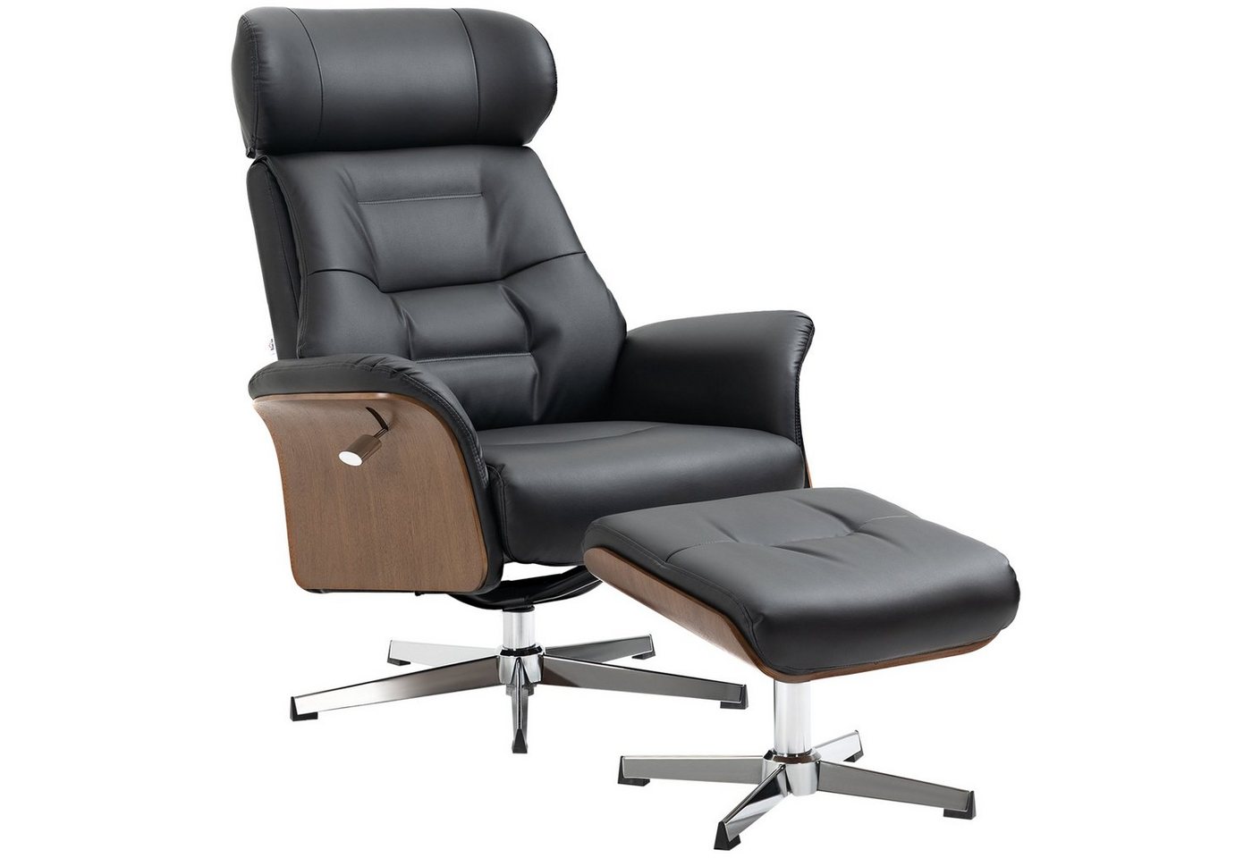 HOMCOM Relaxsessel Relaxsessel mit Hocker, mit Liegefunktion (Liegestuhl mit Fußbank, 2-St), bis 150 kg belastbar, Schwarz von HOMCOM
