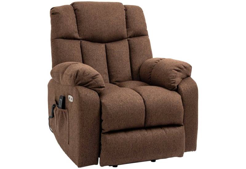 HOMCOM Relaxsessel Relaxsessel mit Liegefunktion, mit Fernbedienung (Fernsehsessel, 1-St., Aufstehsessel), für Wohnzimmer, Braun von HOMCOM