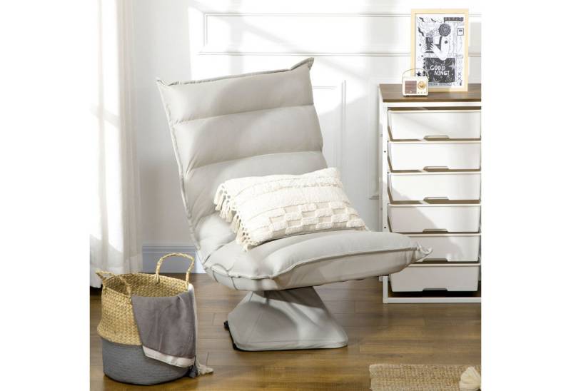 HOMCOM Relaxsessel Relaxsofa, mit Verstellbarer Lehne, Drehbarer Meditationsstuhl (Bodensofa, 1-St., Sessel), für Wohnzimmer, Hellgrau von HOMCOM