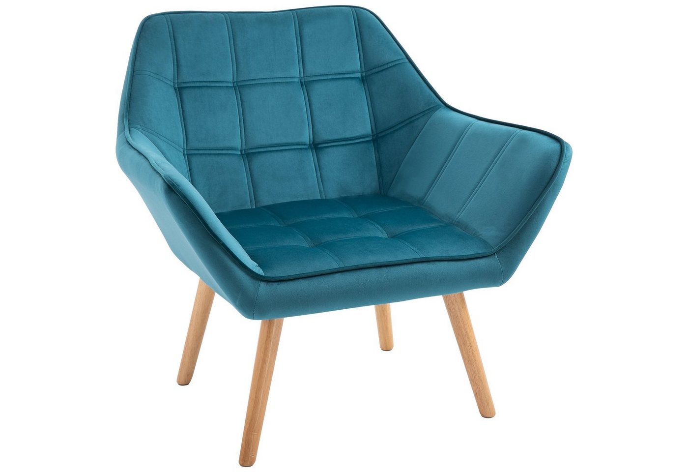 HOMCOM Relaxsessel Relaxstuhl Sessel in Samtoptik (Ohrensessel, 1-St., Einzelsessel), Polyester skandinavisch Blau 67 x 61,5 x 71 cm von HOMCOM