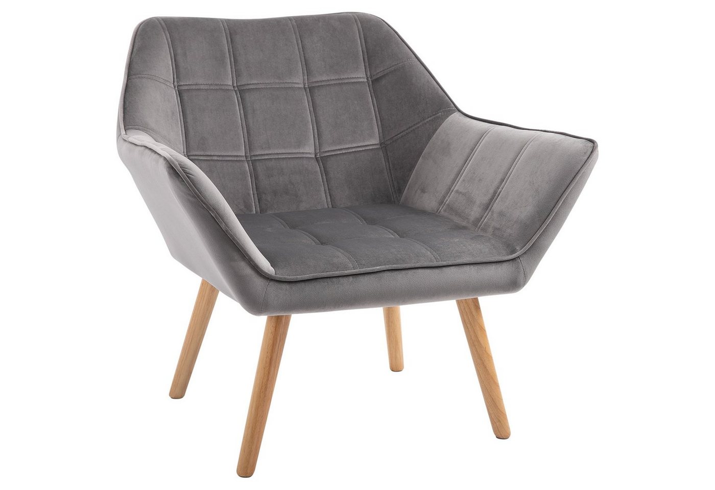 HOMCOM Relaxsessel Relaxstuhl Sessel in Samtoptik (Ohrensessel, 1-St., Einzelsessel), Polyester skandinavisch Grau 67 x 61,5 x 71 cm von HOMCOM