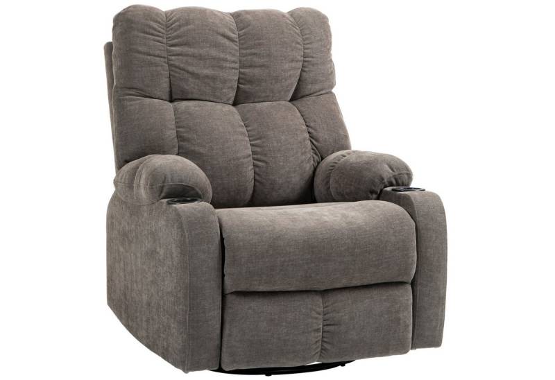 HOMCOM Relaxsessel Schaukelstuhl mit verstellbarer Beinauflage, Seitentasche (TV-Sessel, 1-St., Ruhesessel), für Wohnzimmer, Braun von HOMCOM