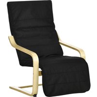 HOMCOM Relaxsessel Schwingstuhl mit verstellbarem Fußteil, Ruhesessel in Leinenoptik, Esszimmerstuhl aus Birkenholz, Schwarz   Aosom.de von HOMCOM