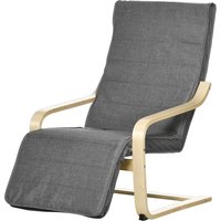 HOMCOM Relaxsessel Schwingstuhl, Ruhesessel, Relaxstuhl mit Verstellbarem Fußteil, Esszimmerstuhl mit Leinenoptik für Wohnzimmer, Birkenholz, Grau 66,5 x 94 x 100cm   Aosom von HOMCOM