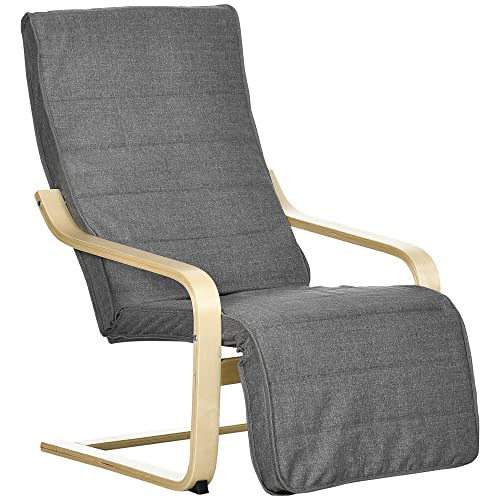 HOMCOM Sessel Wohnzimmer Relaxsessel Loungesessel Ruhesessel mit Armlehnen aus Birkenholz, 5-Fach verstellbare Fußteil, Lesesessel mit Leinenoptik, Polstersessel für Schlafzimmer, Grau HOMCOM Sessel Wohnzimmer Relaxsessel Loungesessel Ruhesessel mit Armlehnen aus Birkenholz, 5-Fach verstellbare Fußteil, Lesesessel mit Leinenoptik, Polstersessel für Schlafzimmer, Grau von HOMCOM