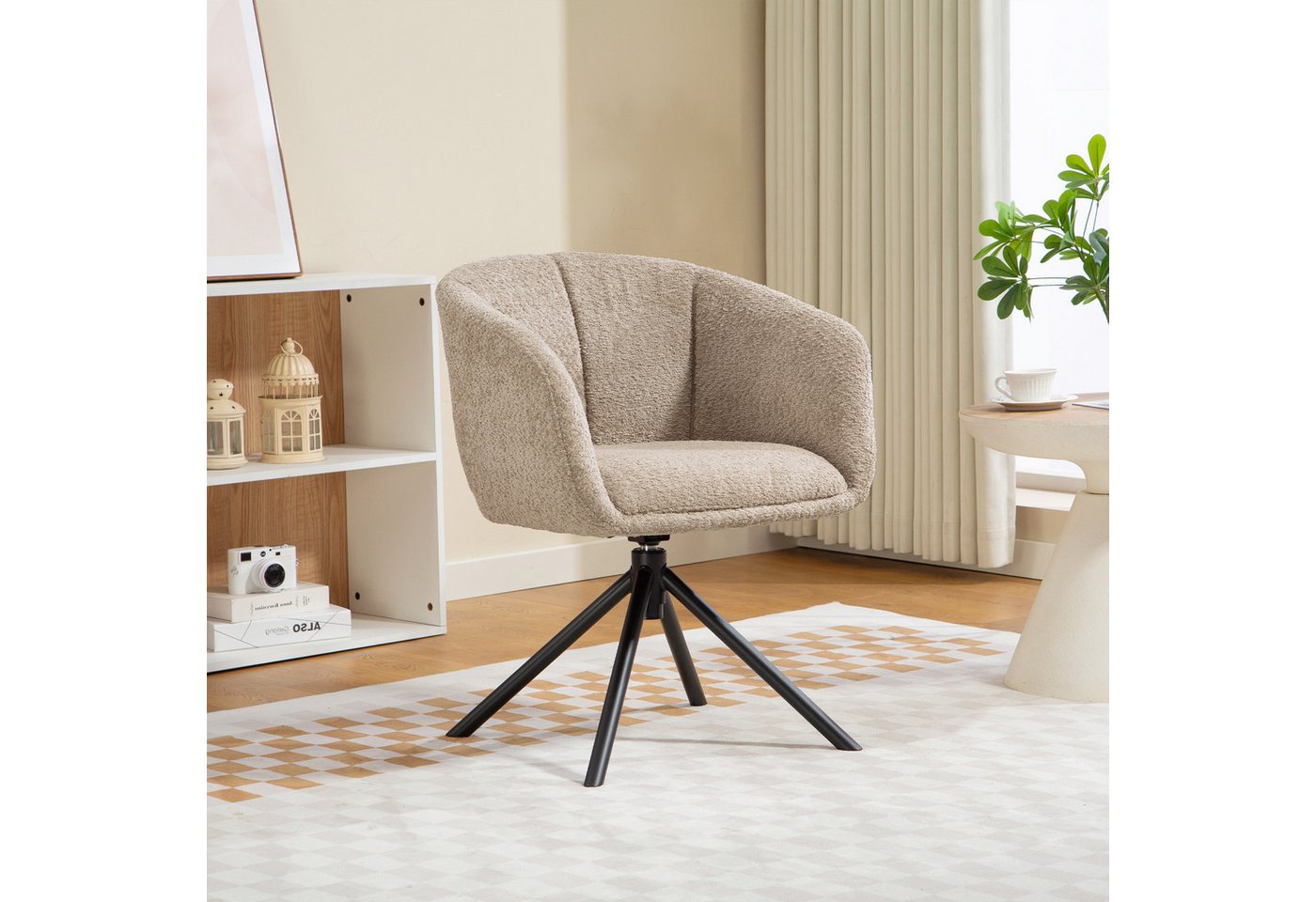 HOMCOM Relaxsessel Sessel (Polsterstuhl mit bequemer Sitzschale, 1-St., Drehbarer Akzentstuhl), kuscheliger Bezug, Braun von HOMCOM