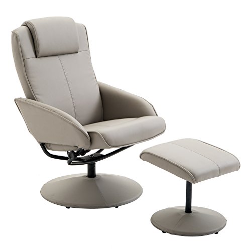 HOMCOM Relaxsessel Sessel Fernsehsessel Armsessel 360° drehbar mit Fußstütze Grau L78 × B71 × H101 cm von HOMCOM