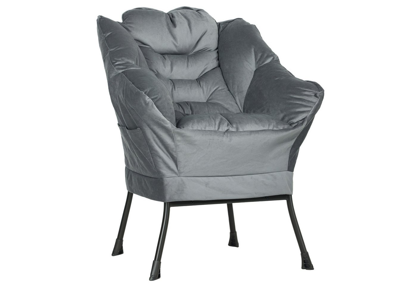HOMCOM Relaxsessel Sessel Wohnzimmer Loungesessel mit Seitentasche, Stahlbeine (Polstersessel, 1-St., Einzelsessel), für Schlafzimmer, Wohnzimmer, Blau von HOMCOM