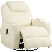 HOMCOM Relaxsessel elektrisch mit Massagefunktion, Belastbarkeit 150 kg, Fernsehsessel mit liegefunktion, Fernbedienung, Cremeweiß   Aosom.de von HOMCOM