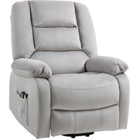 HOMCOM Relaxsessel mit Aufstehhilfe Elektrisch Fernsehsessel mit Vibrationsmassage, Liegefunktion, Massagesessel mit Wärme, Fußteil, Seitentasche, Timer, Hellgrau   Aosom von HOMCOM