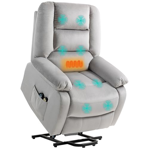 HOMCOM Relaxsessel mit Aufstehhilfe Elektrisch Fernsehsessel mit Vibrationsmassage, Liegefunktion, Massagesessel mit Wärme, Fußteil, Seitentasche, Timer, Hellgrau HOMCOM Relaxsessel mit Aufstehhilfe Elektrisch Fernsehsessel mit Vibrationsmassage, Liegefunktion, Massagesessel mit Wärme, Fußteil, Seitentasche, Timer, Hellgrau von HOMCOM