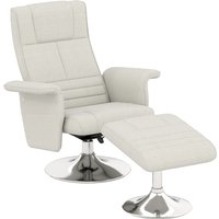 HOMCOM Relaxsessel mit Fußhocker, Drehbar Massagesessel mit Liegefunktion, 8 Punkt-Vibrationsmassage, Elektrischer Fernsehsessel mit Fernbedienung, Leinenoptik, Stahl, Cremeweiß   Aosom von HOMCOM