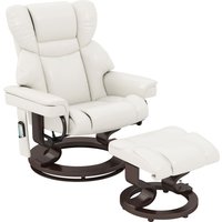 HOMCOM Relaxsessel mit Fußhocker, Elektrischer Fernsehsessel mit Liegefunktion, Drehbarer Massagesessel mit Fernbedienung, Seitentasche, für Wohnzimmer, Kunstleder, Cremeweiß   Aosom von HOMCOM