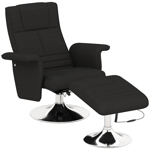 HOMCOM Relaxsessel mit Fußhocker, Massagesessel mit Vibrationsmassage, Liegefunktion, Elektrischer Liegesessel mit Fernbedienung, Fernsehsessel mit Leinenoptik, Stahl, Schwarz HOMCOM Relaxsessel mit Fußhocker, Massagesessel mit Vibrationsmassage, Liegefunktion, Elektrischer Liegesessel mit Fernbedienung, Fernsehsessel mit Leinenoptik, Stahl, Schwarz von HOMCOM