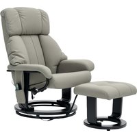 HOMCOM Relaxsessel mit Fußhocker, Massagesessel mit Liegefunktion, Elektrischer Liegesessel mit Fernbedienung, Fernsehsessel mit Seitentasche, Kunstleder, Grau   Aosom von HOMCOM