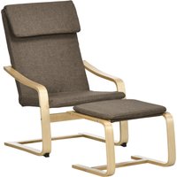 HOMCOM Relaxsessel mit Fußhocker, Ohrensessel mit Hocker, Esszimmerstuhl mit Leinenbezug für Wohnzimmer, Braun 67 x 72 x 100 cm von HOMCOM