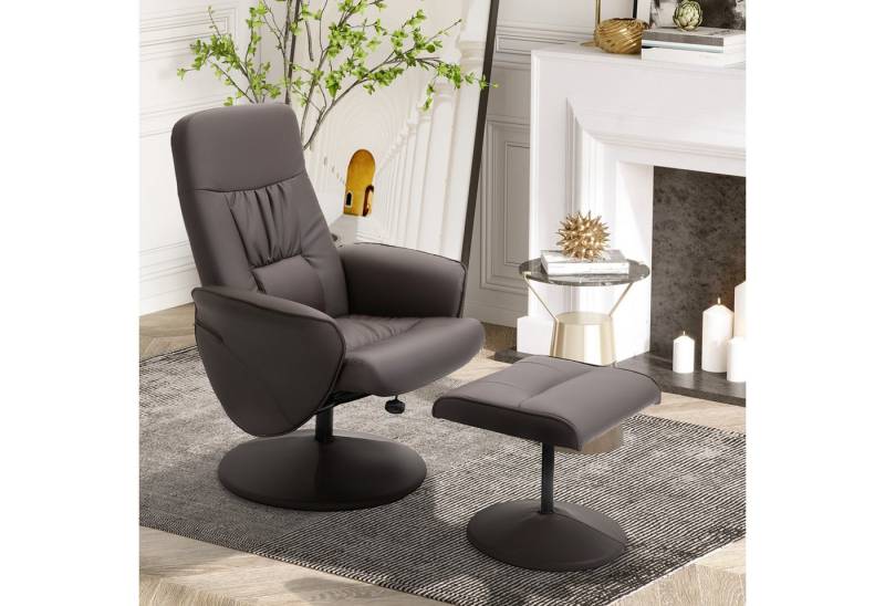 HOMCOM Relaxsessel mit Fußhocker (höhenverstellbar, 2-St., neigbare Rückenlehne), Braun von HOMCOM