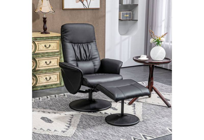HOMCOM Relaxsessel mit Fußhocker (höhenverstellbar, 2-St., neigbare Rückenlehne), Schwarz von HOMCOM