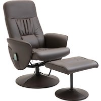 HOMCOM Relaxsessel mit Fußhocker Stauraum Massagesessel TV-Sessel Liegesessel ergonomischer Stuhl mit 10 Vibrationpunkte Kunstleder Braun 76x81x105 cm von HOMCOM