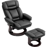 HOMCOM Relaxsessel mit Hocker, 360°drehbarer Fernsehsessel mit Liegefunktion, TV-Sessel mit Taschenfeder für Wohnzimmer, Kunstleder, Schwarz   Aosom von HOMCOM