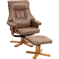 HOMCOM Relaxsessel mit Hocker, Drehbarer Fernsehsessel, TV Sessel mit Liegefunktion,Polstersessel für Wohnzimmer, Schlafzimmer, Mikrofaser Braun, 78 x 82,5 x 109 cm   Aosom von HOMCOM