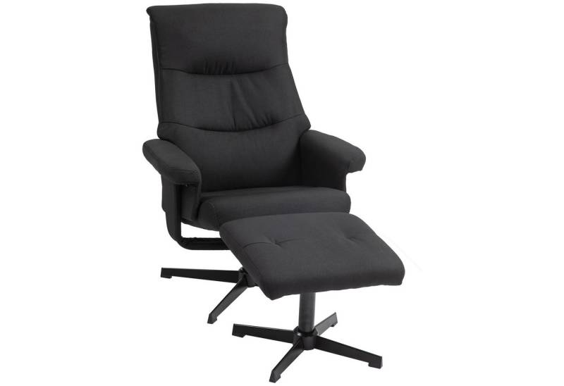 HOMCOM Relaxsessel mit Hocker, Gepolstert Fernsehsessel mit Liegefunktion, Wippfunktion (TV-Sessel, 2-St., Liegesessel), für Wohnzimmer, Schlafzimmer, Schwarz von HOMCOM
