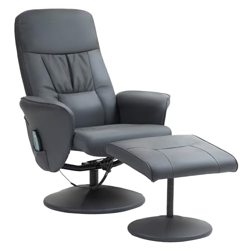 HOMCOM Relaxsessel mit Hocker, drehbarer Fernsehsessel mit 10 Massagepunkte, Liegefunktion, Massagesessel mit Fernbedienung, Seitentasche, TV-Sessel, Kunstleder, Dunkelgrau HOMCOM Relaxsessel mit Hocker, drehbarer Fernsehsessel mit 10 Massagepunkte, Liegefunktion, Massagesessel mit Fernbedienung, Seitentasche, TV-Sessel, Kunstleder, Dunkelgrau von HOMCOM