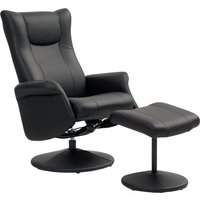 HOMCOM Relaxsessel mit Hocker 360°Drehbarer Fernsehsessel mit Liegefunktion Ruhesessel mit Verstellbar Rückenlehne TV-Sessel bis 150 kg belastbar für Wohnzimmer Kunstleder, Schwarz   Aosom von HOMCOM
