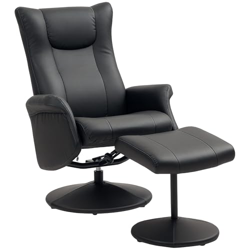 HOMCOM Relaxsessel mit Hocker 360°Drehbarer Fernsehsessel mit Liegefunktion Ruhesessel mit Verstellbar Rückenlehne TV-Sessel bis 150 kg belastbar für Wohnzimmer Kunstleder, Schwarz HOMCOM Relaxsessel mit Hocker 360°Drehbarer Fernsehsessel mit Liegefunktion Ruhesessel mit Verstellbar Rückenlehne TV-Sessel bis 150 kg belastbar für Wohnzimmer Kunstleder, Schwarz von HOMCOM