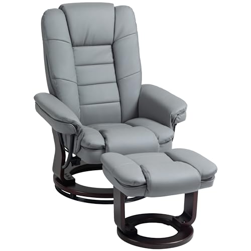 HOMCOM Relaxsessel mit Hocker 360°Drehbarer Fernsehsessel mit Liegefunktion TV-Sessel Ruhesessel bis 130 kg belastbar für Wohnzimmer Kunstleder, Grau HOMCOM Relaxsessel mit Hocker 360°Drehbarer Fernsehsessel mit Liegefunktion TV-Sessel Ruhesessel bis 130 kg belastbar für Wohnzimmer Kunstleder, Grau von HOMCOM