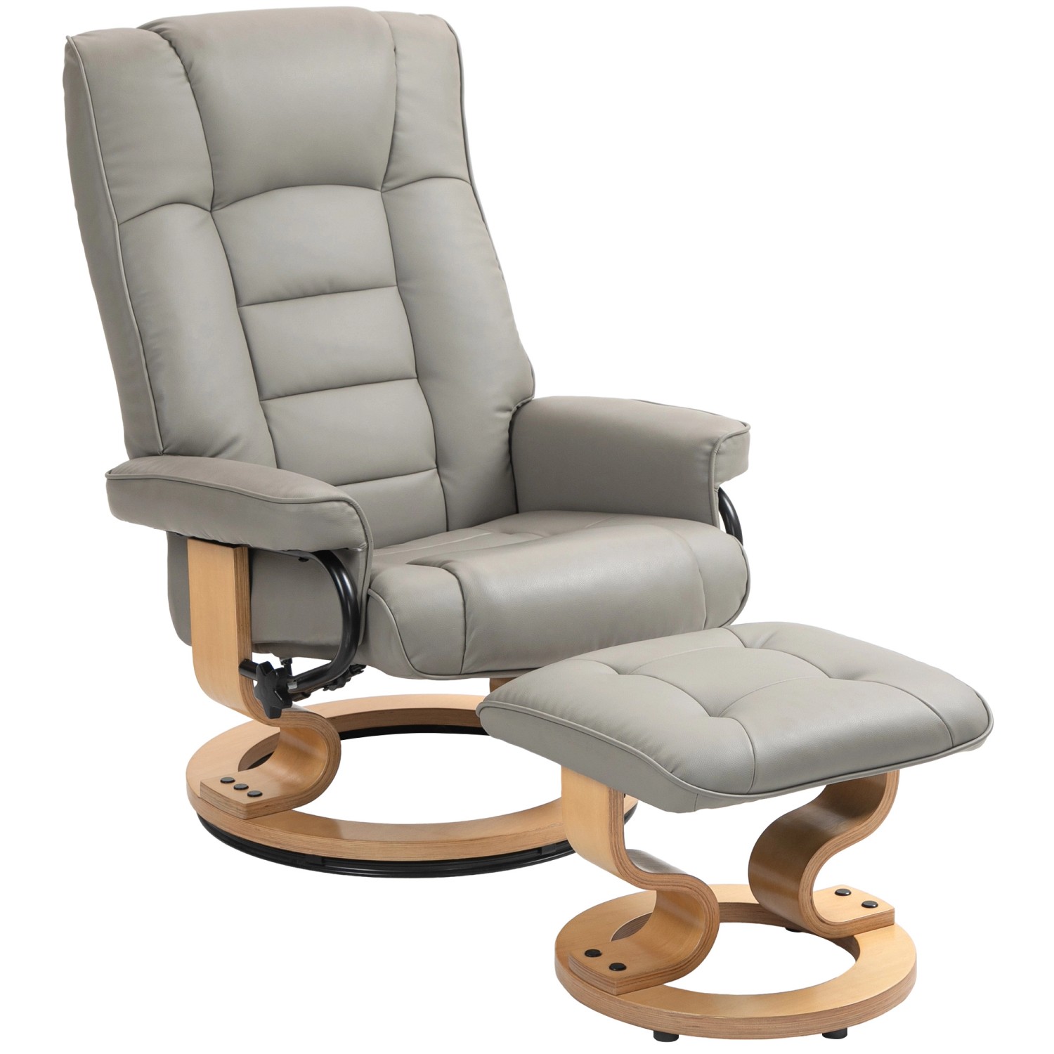 HOMCOM Relaxsessel mit Hocker Drehbar mit Liegefunktion Belatbar Kunstleder Grau HOMCOM Relaxsessel mit Hocker Drehbar mit Liegefunktion Belatbar Kunstleder Grau von HOMCOM