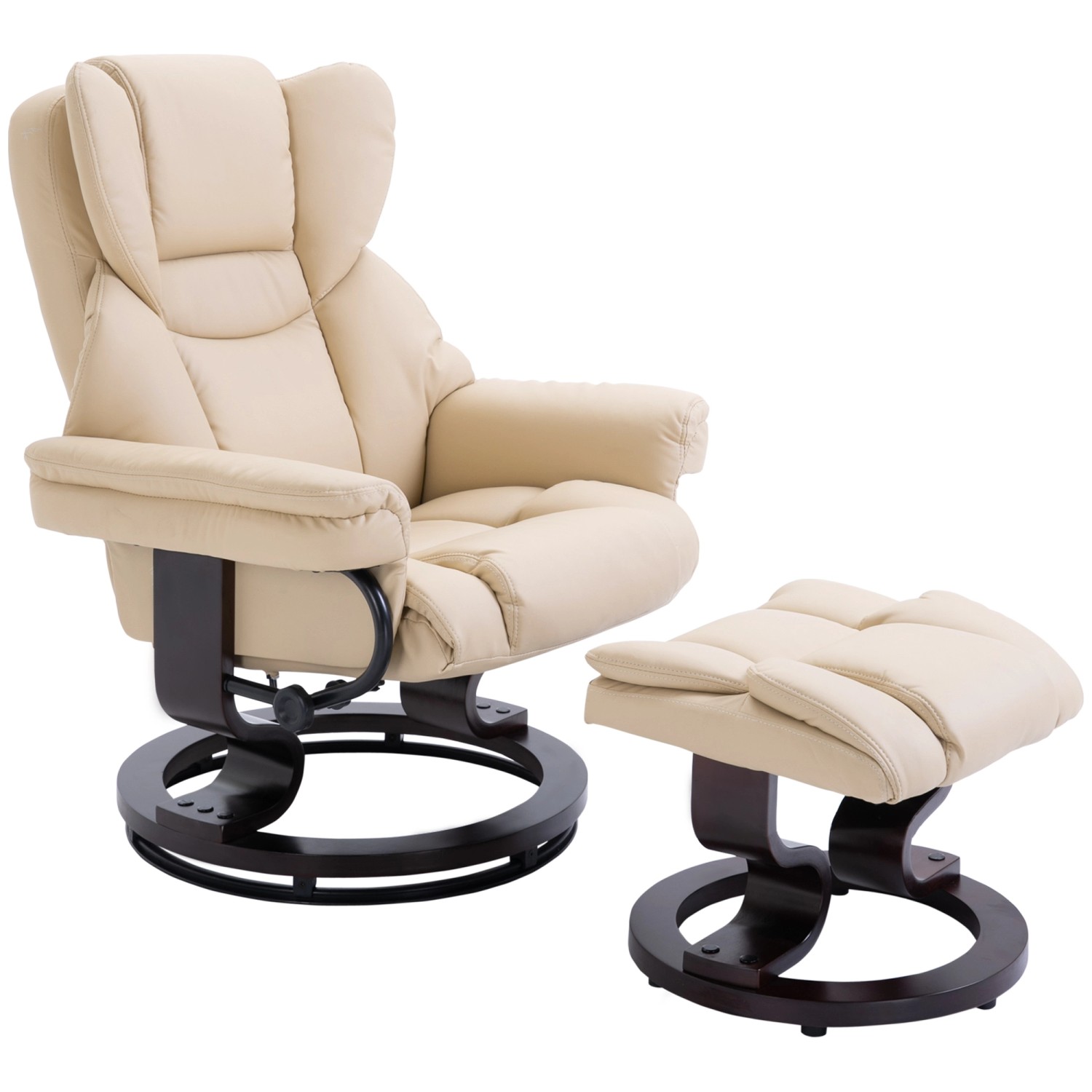 HOMCOM Relaxsessel mit Hocker Drehbar mit Liegefunktion Kunstleder Creme HOMCOM Relaxsessel mit Hocker Drehbar mit Liegefunktion Kunstleder Creme von HOMCOM
